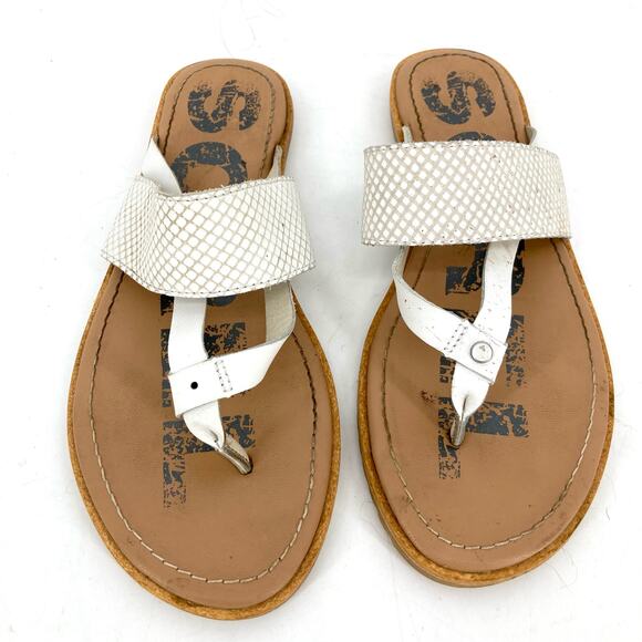 Sorel Womens White Leather Thong Flat Sandal (US size 5) - Picture 2 of 6